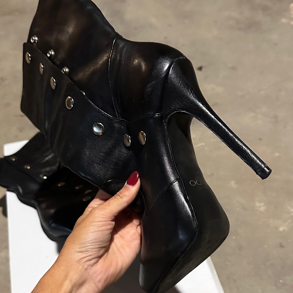 Aldo Black Studded Heeled Boots - Picture 4 of 6